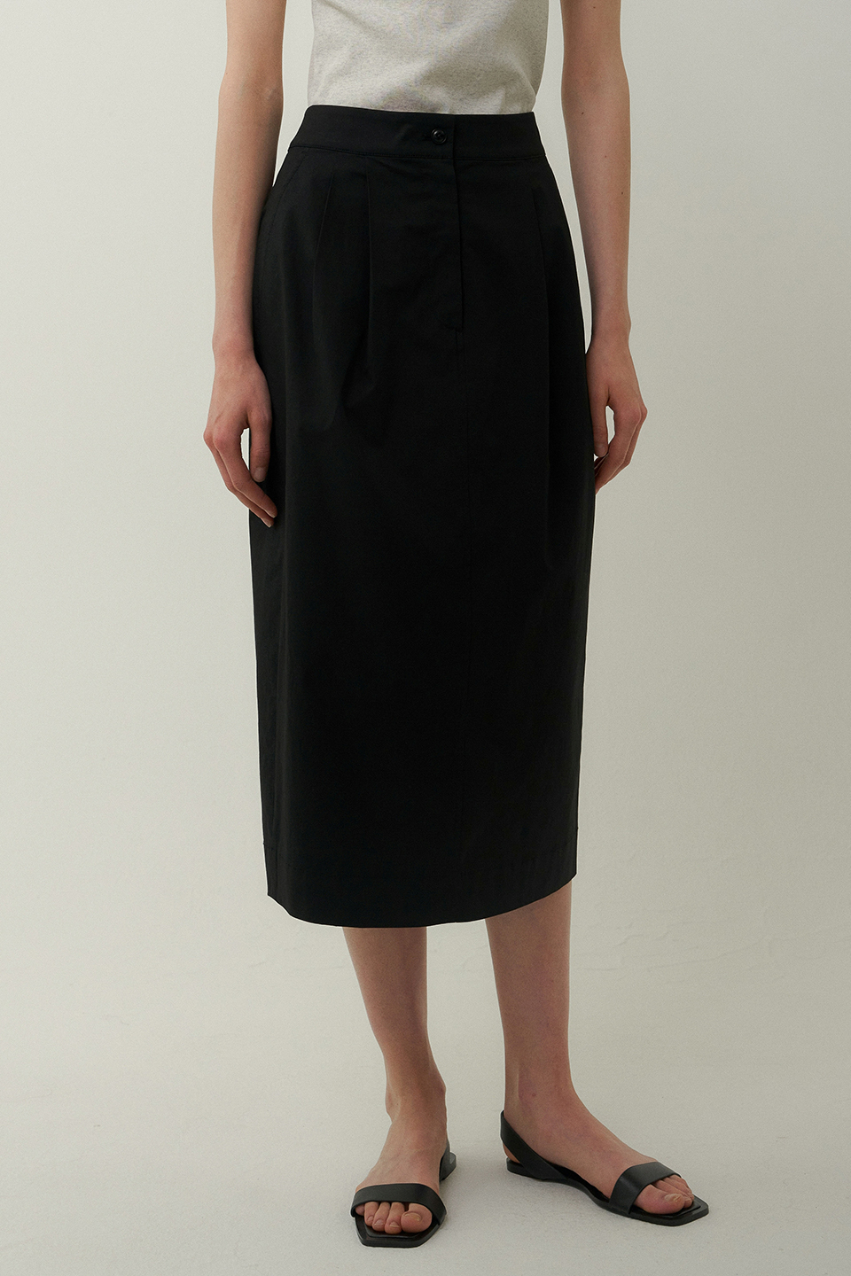 cotton tuck skirt (black)